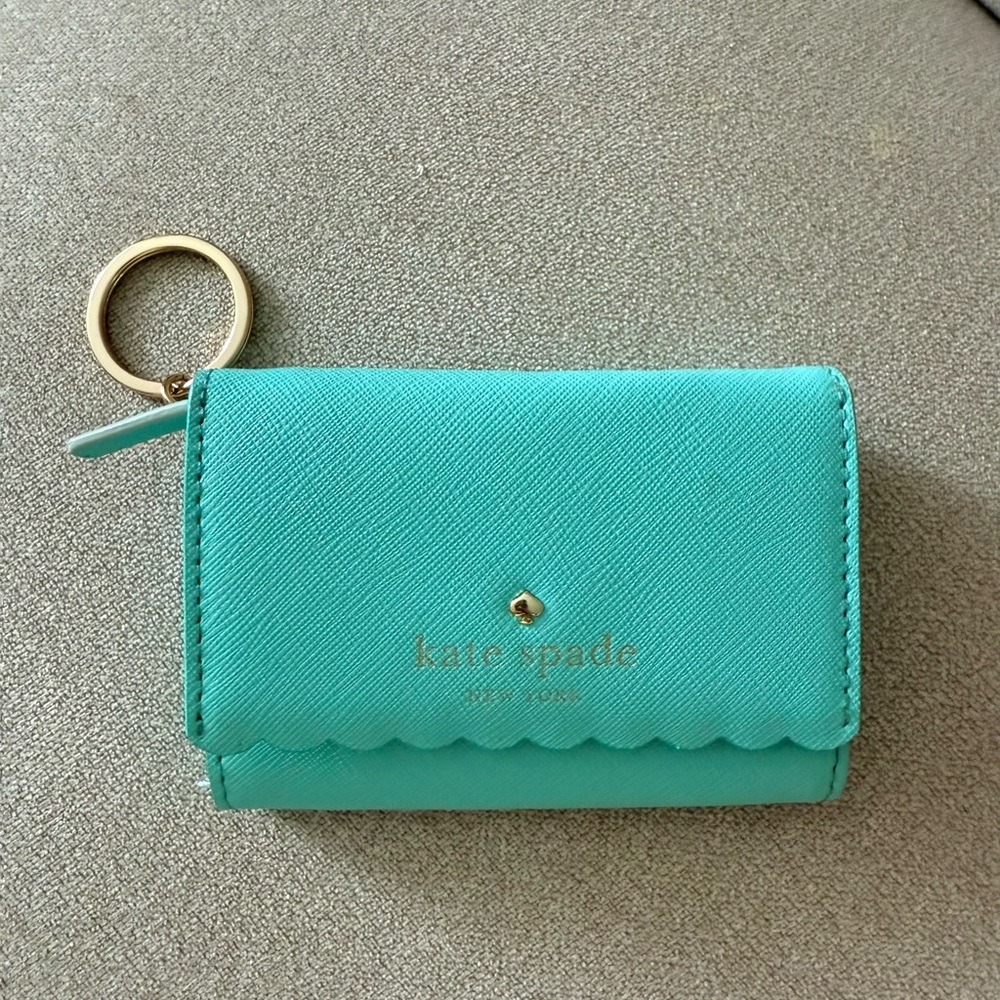 Kate Spade Turquoise Coin Wallet with Key Ring Scalloped